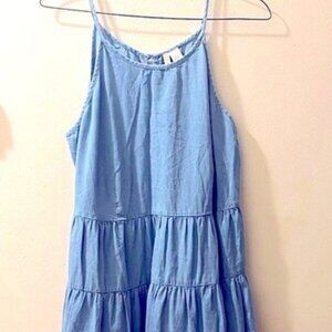 Japna Chambray Tiered Midi Dress